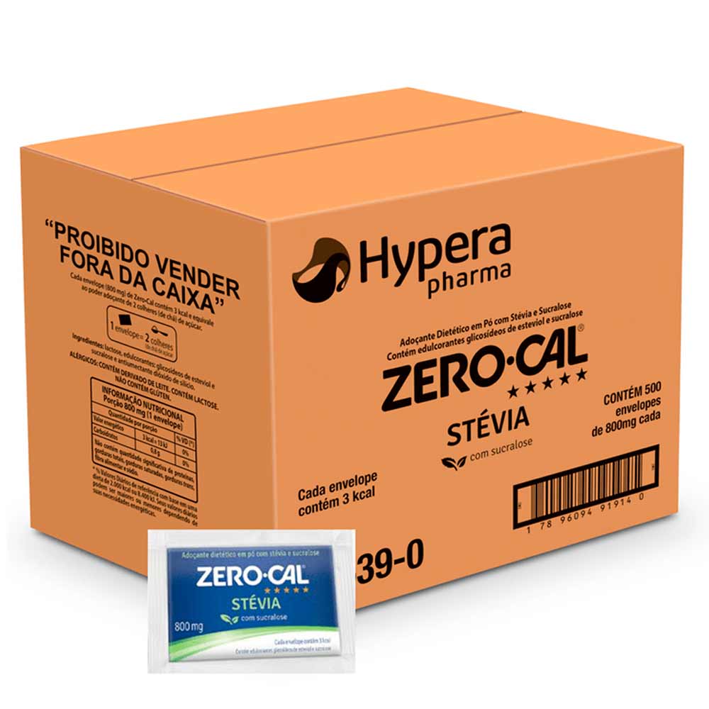 Adoçante Stévia 800mg c/500 - Zerocal - Doce Malu
