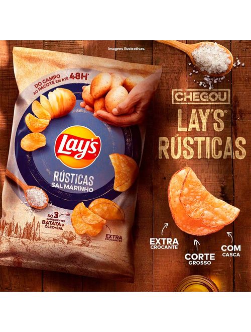 Batata Frita Rústica Sal Marinho Lays 68g - Elma Chips