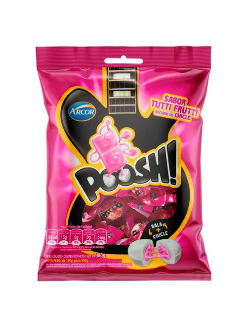 Bala Chiclete Poosh Tutti Frutti 100g - Arcor
