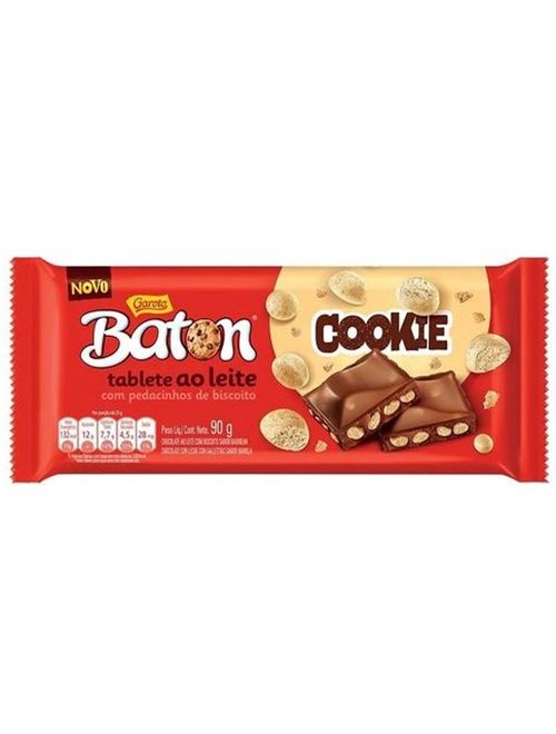 Tablete de Chocolate ao Leite Baton Cookie 80g - Garoto