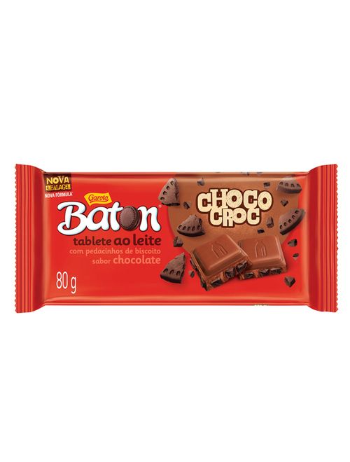 Tablete de Chocolate ao Leite Baton ChocoCroc 80g - Garoto