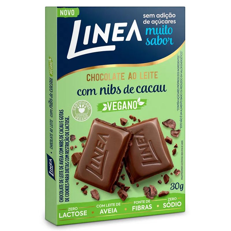 Tablete-de-Chocolate-ao-Leite-com-Nibs-de-Cacau-Zero-Acucar-Vegano-30g---Linea