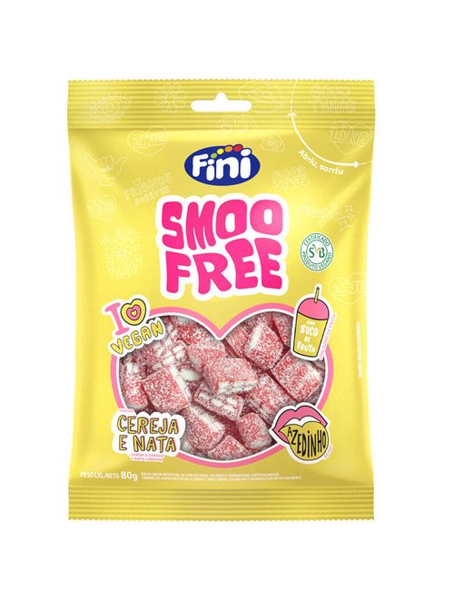 Bala Smoofree Tijolinho Cereja e Nata Azedinha 80g - Fini