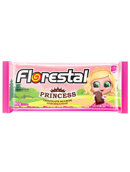 Caixa Tablete Chocolate ao Leite com Miçangas Rosa Princess c/10 - Florestal