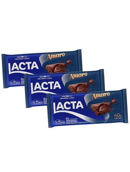 Kit 3 Tabletes Amaro 40% 80g - Lacta