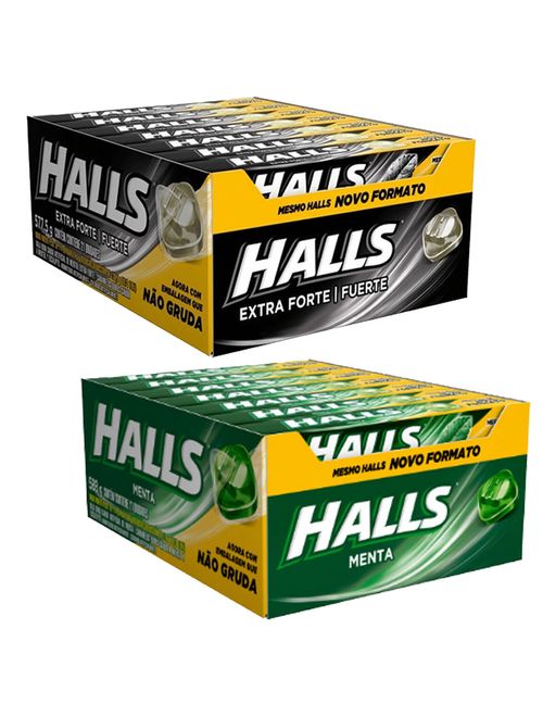 Kit com 2 Caixas Halls c/21 - 1 Extra Forte + 1 Menta - Adams