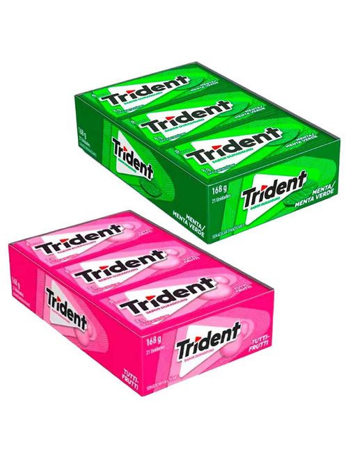 Kit com 2 Caixas Trident c/21 - 1 Tutti Frutti + 1 Menta - Adams
