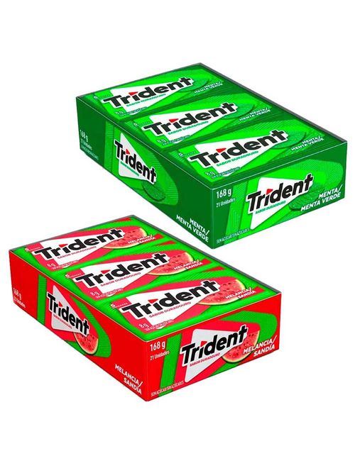 Kit com 2 Caixas Trident c/21 - 1 Menta + 1 Melancia - Adams