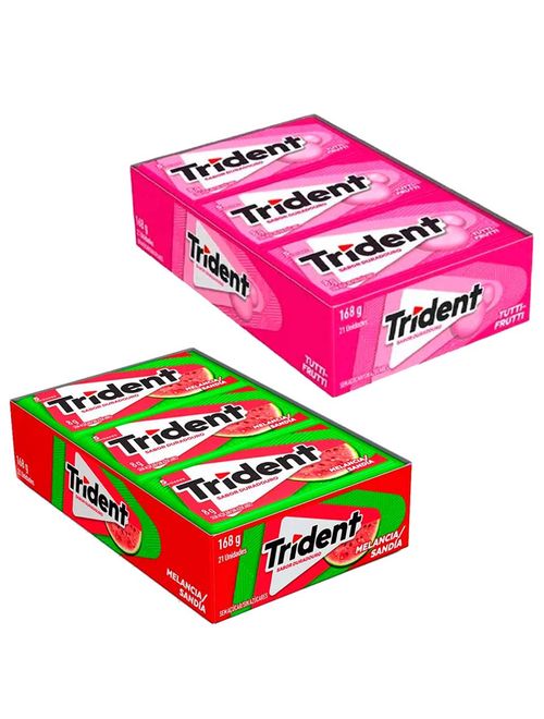 Kit com 2 Caixas Trident c/21 - 1 Tutti Frutti + 1 Melancia - Adams