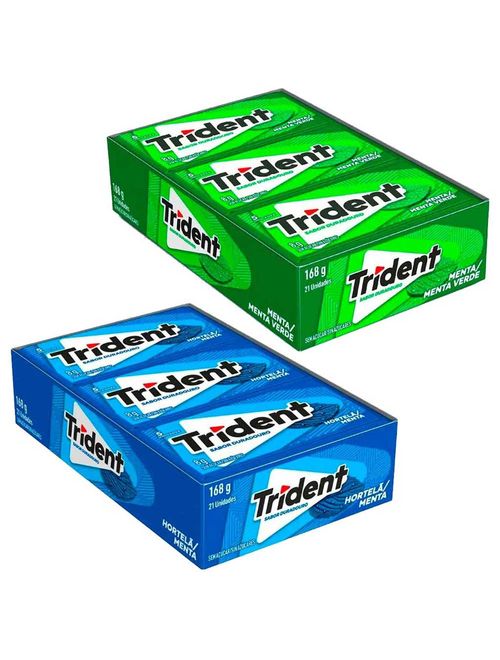 Kit com 2 Caixas Trident c/21 - 1 Hortelã + 1 Menta - Adams