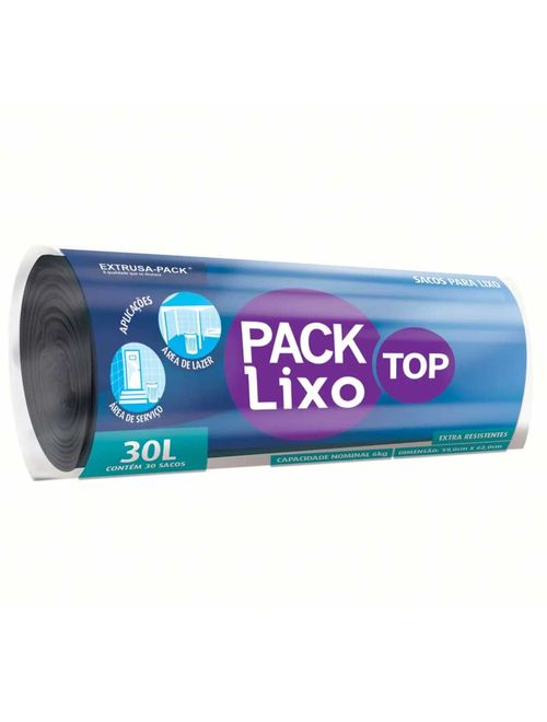 Saco TOP Lixo Preto 30L 59cmX62cm c/60 - Extrusa-Pack