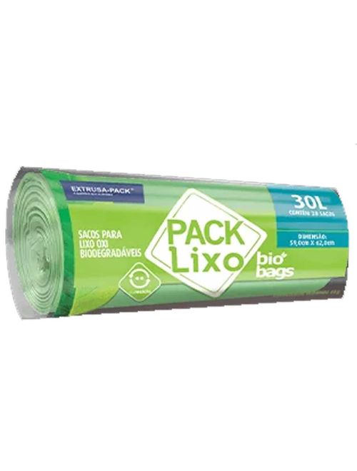 Saco de Lixo Biobags Verde 30L 59cmX62cm c/30 - Extrusa-Pack