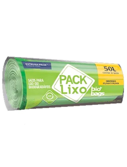 Saco de Lixo Biobags Verde 50L 63cmX80cm c/30 - Extrusa-Pack