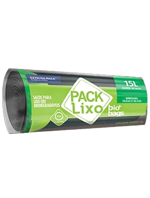 Saco de Lixo Biobags Preto 15L 39cmX58cm c/15 - Extrusa-Pack