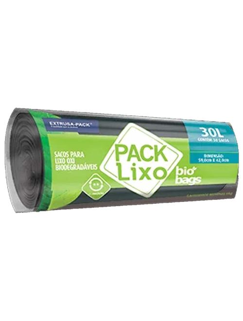 Saco de Lixo Biobags Preto 30L 59cmX62cm c/30 - Extrusa-Pack