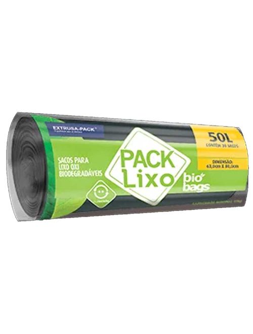 Saco de Lixo Biobags Preto 50L 63cmX80cm c/30 - Extrusa-Pack