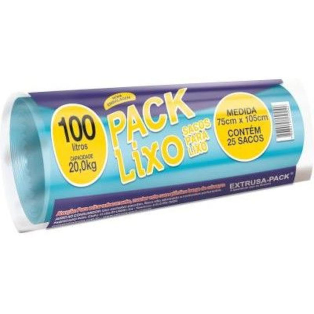 Saco de Lixo Azul 100L 75cmX1,05m c/25 - Extrusa-Pack