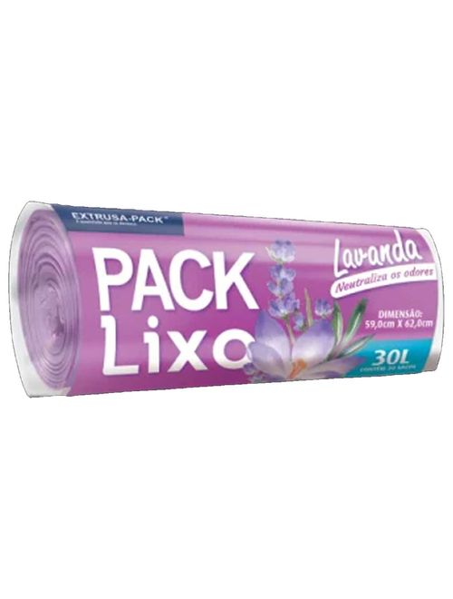 Saco de Lixo Lavanda Neutralizador de Odor 30L 59cmX62cm c/30 - Extrusa-Pack