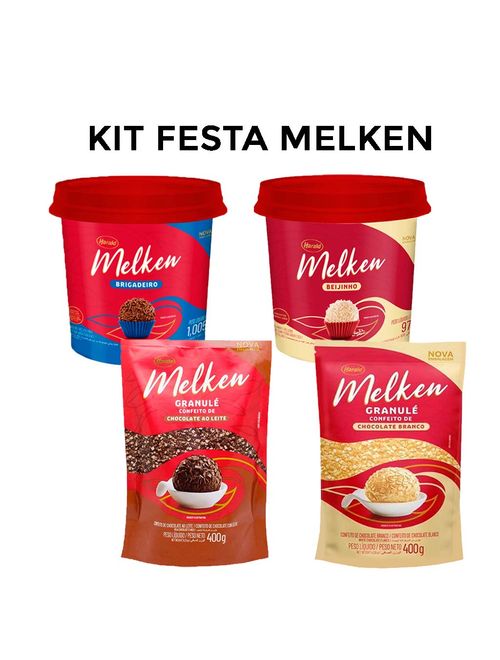 Kit Festa Melken - Brigadeiro e Beijinho Pronto para Enrolar ou Rechear + Granulé Ao Leite e Branco