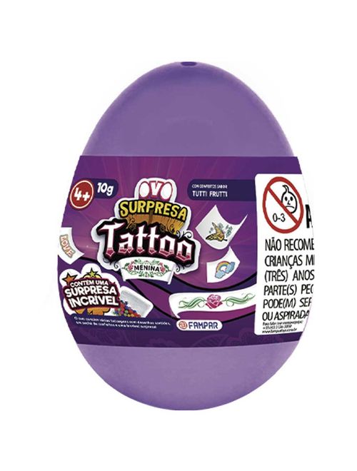 Caixa Ovo Surpresa Tattoo Menina com Confeito c/12 - Fampar