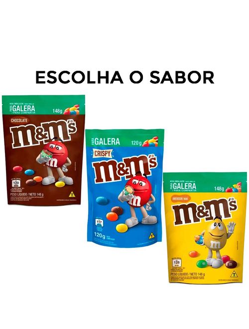Kit com 3 M&Ms 1 Crispy 120g + 1 Amendoim 148g + 1 Chocolate 148g - Mars