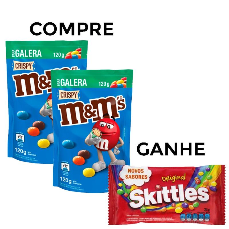 Kit-com-2-M-Ms-Confeito-Crispy-120g---Brinde-Skittles