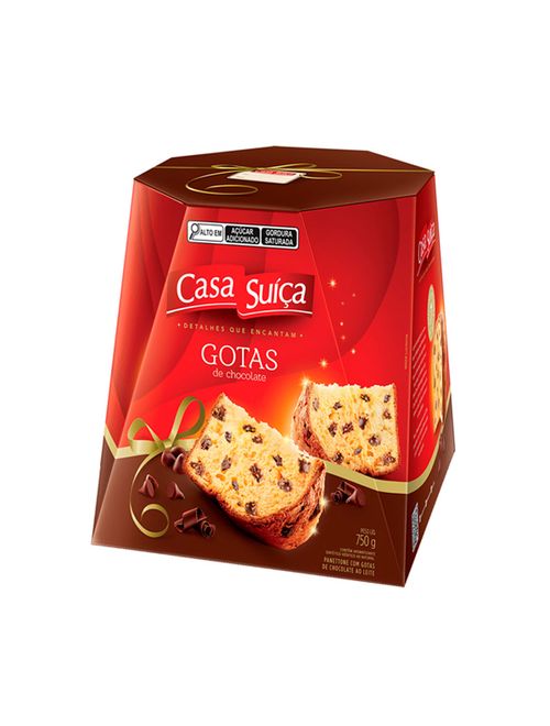 Panettone Gotas de Chocolate 750g - Casa Suíça