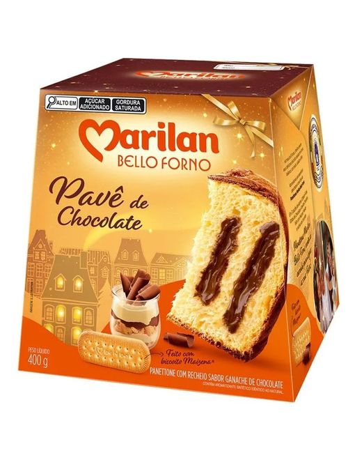 Panettone com Recheio sabor Ganache de Chocolate 400g - Marilan