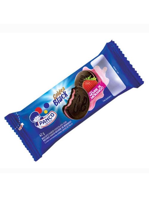 Biscoito Recheado Golden Black Mousse de Morango 42g - Panco