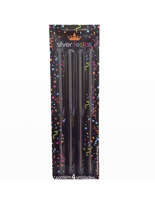 Vela Estrelinha c/4  - Silver Festas