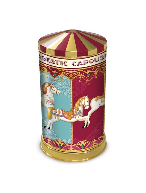 Lata Carrossel Giratório Musical Mini Butter Cookies Vermelho/Ouro 150g - Santa Edwiges