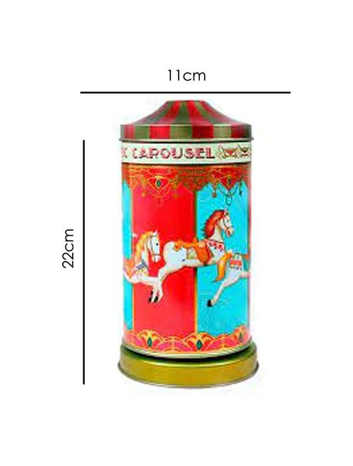 Lata Carrossel Giratório Musical Mini Butter Cookies Vermelho/Ouro 150g - Santa Edwiges