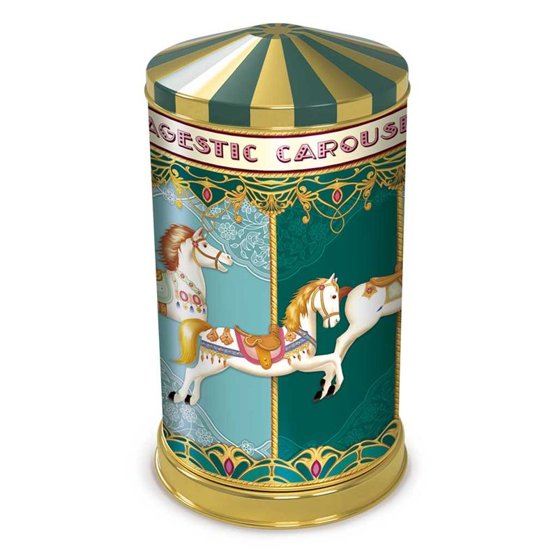 Lata-Carrossel-Giratorio-Musical-Mini-Butter-Cookies-Turquesa-Ouro-150g---Santa-Edwiges