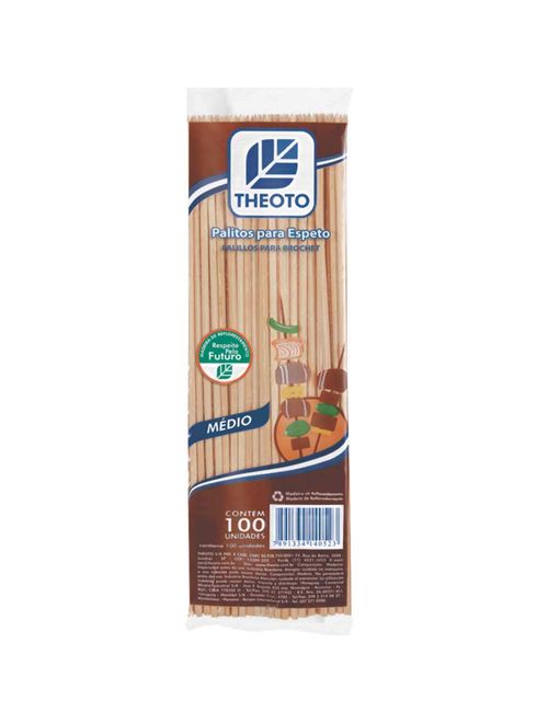 Espeto Madeira 18cm c/100 - Theoto