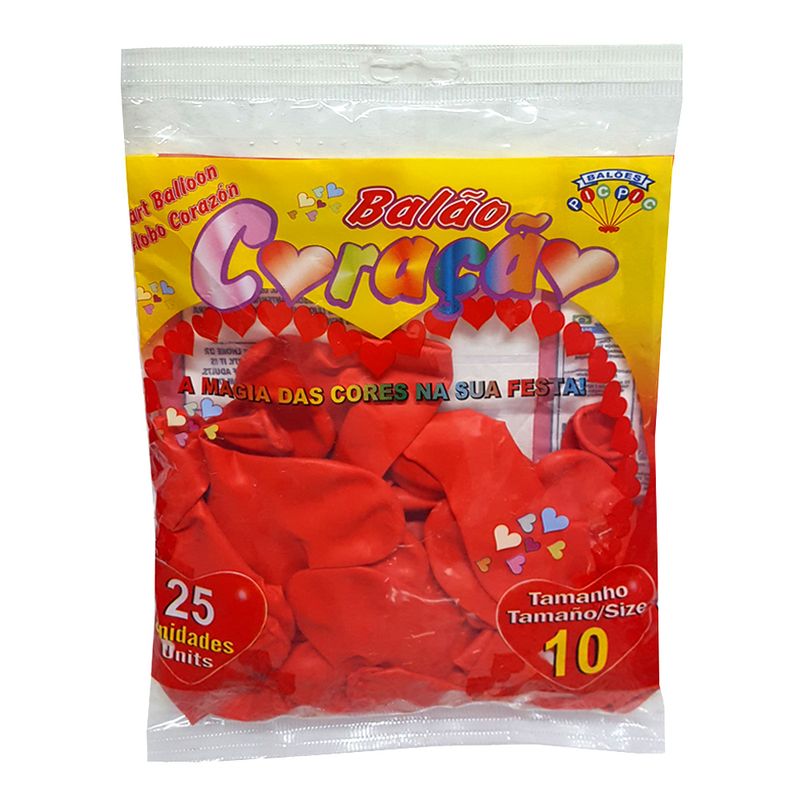 Balao-Coracao-Vermelho-Tamanho-10-c-25---Pic-Pic