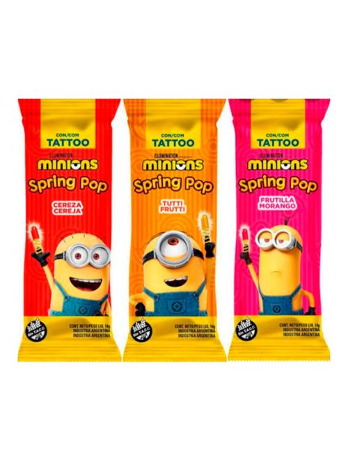 Pirulito Spring Pop Tattoo Minions c/25 - Aveibras