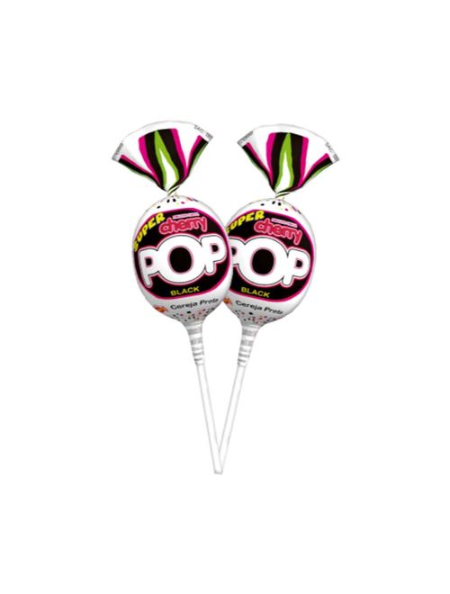Pirulito Super Cherry Pop Black Recheio Chiclete c/25 - Sams
