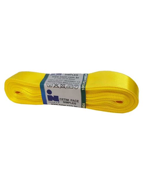 Fita de Cetim Simples No3 Cor Amarelo Canário c/10m - Najar