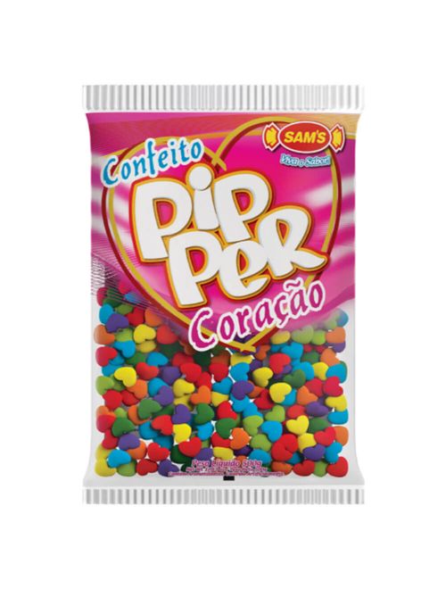 Confeito Pipper Coração Frutas Sortido 500g - Sams