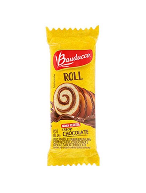 Bolinho Roll Baunilha com Chocolate 34g c/15 - Bauducco
