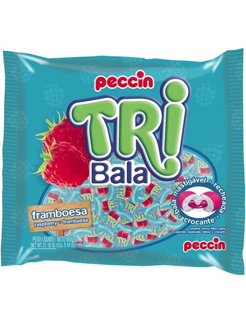 Bala Tribala Recheada Framboesa 500g - Peccin