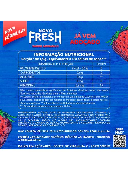 Refresco em Pó Sabor Morango 15g - Fresh