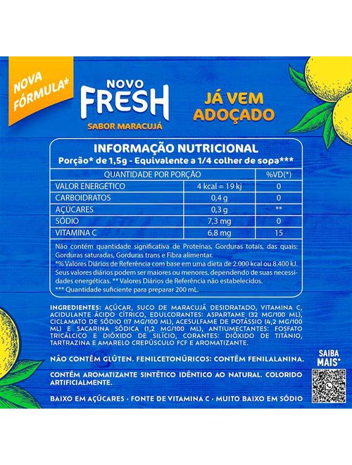 Refresco em Pó Sabor Maracujá 15g - Fresh