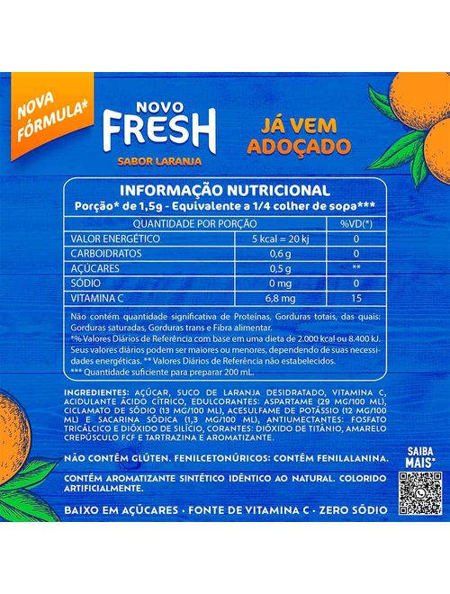 Refresco em Pó Sabor Laranja 15g - Fresh