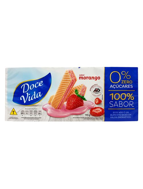 Biscoito Wafer Diet Morango 115g - Doce Vida