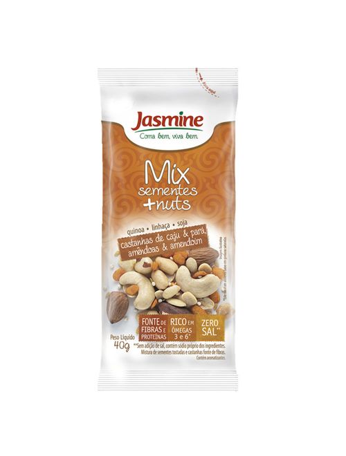 Mix Sementes e Nuts Castanha Caju, Pará e Amendoim 40g - Jasmine