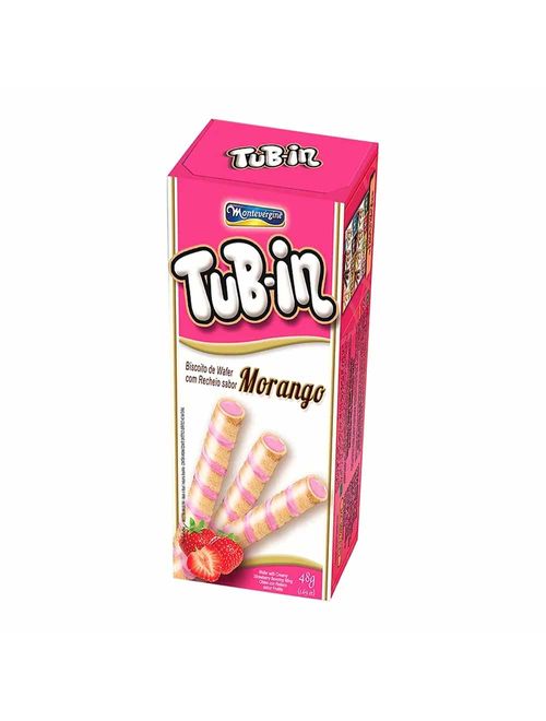 Tubinho de Wafer Tub In Morango 48g c/24 - Montevergine