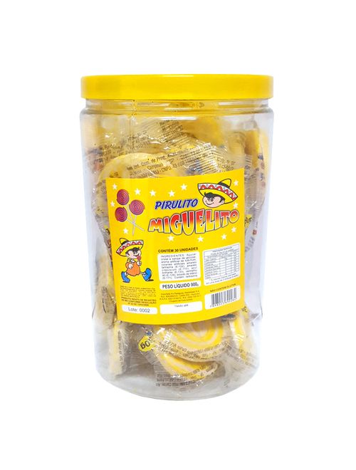 Pirulito Psicodélico Amarelo c/30 - Miguelito
