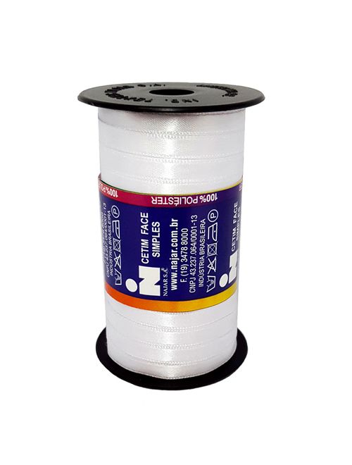 Fita de Cetim Simples No1 Cor Branco c/100m - Najar