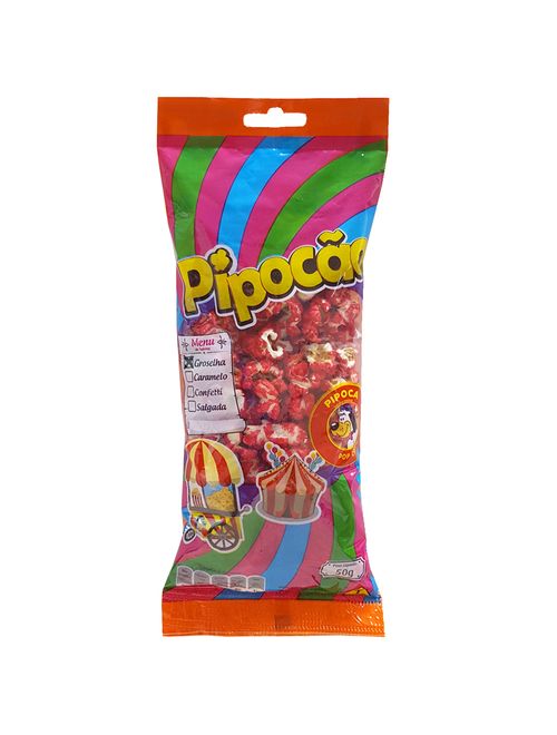 Pipoca Caramelizada Groselha 50g - Pipocão